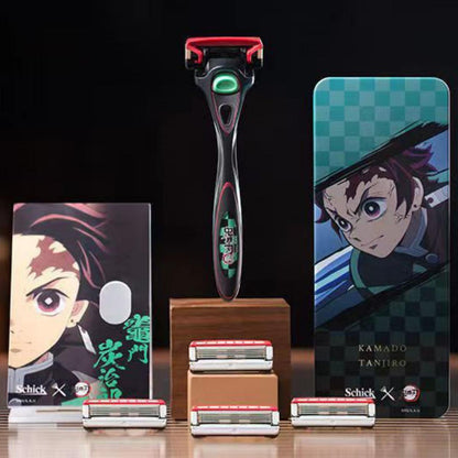 Demon Slayer Tanjiro Zenitsu Schick Hydro 5 Premium Razor, Anime 5‑Layer Manual Shaving Razor for Men