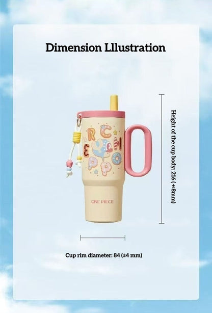 ONE PIECE Tony Tony Chopper Tumbler | Macaron Donut Design Cup with Handle & Straw