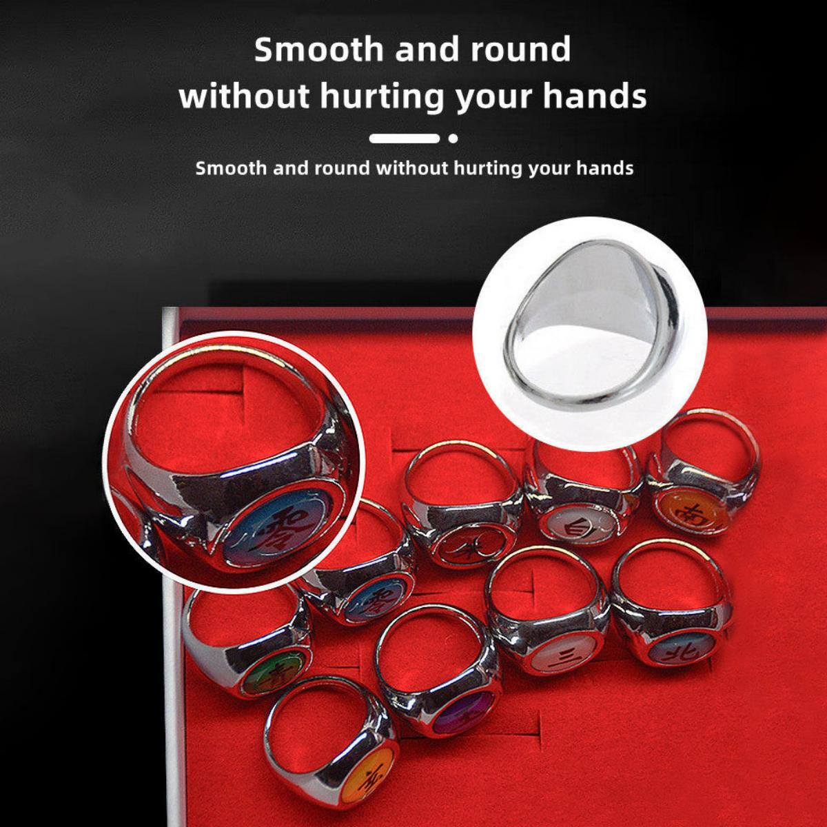 Naruto Itachi Pain Akatsuki Ring Set, 10Pcs Anime Akatsuki Symbol Rings with Necklace Gift Box