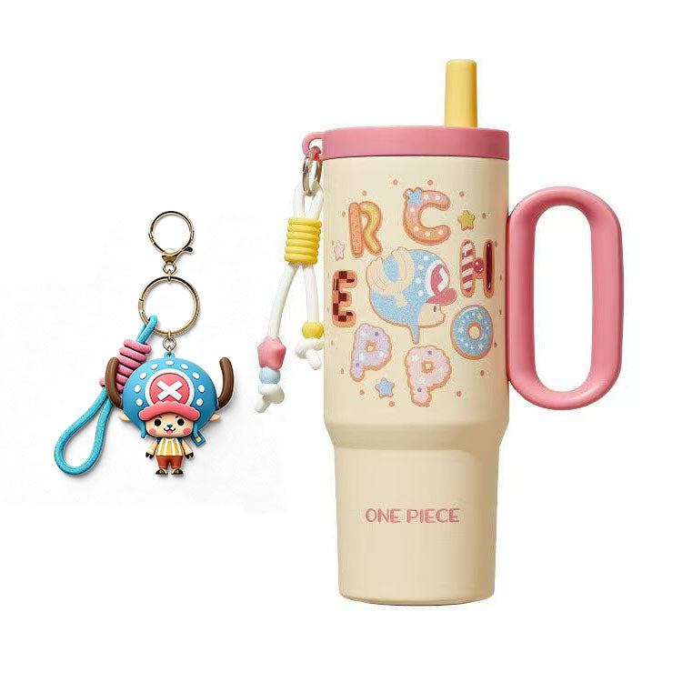 One Piece Tony Tony Chopper 720ml Insulated Tumbler, Anime Stainless Steel Iced Coffee Cup with Keychain