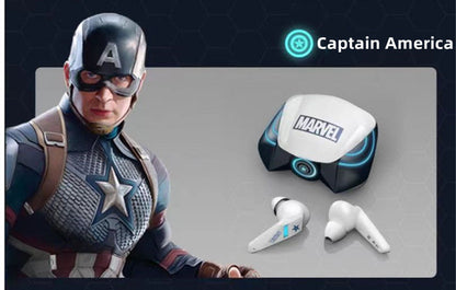 Marvel Spider-Man Iron Man Captain America Gaming Earbuds, Marvel TWS Wireless Headphones with LED Light