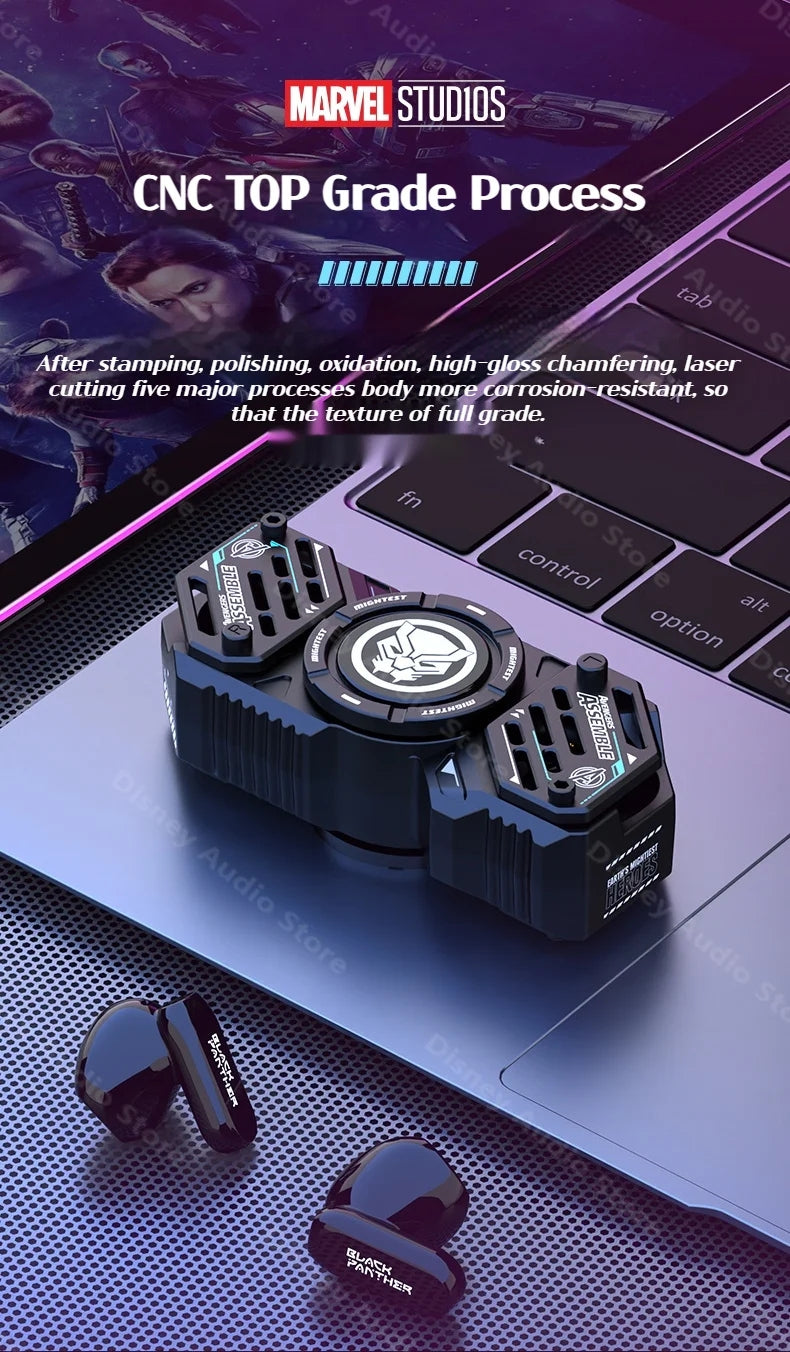 Marvel Iron Man Captain America Fidget Spinner TWS Bluetooth 5.4 Earbuds, Zinc Alloy Mecha Magnetic Flip Wireless Earphones