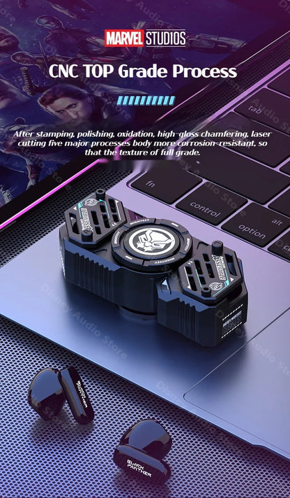 Marvel Iron Man Captain America Fidget Spinner TWS Bluetooth 5.4 Earbuds, Zinc Alloy Mecha Magnetic Flip Wireless Earphones