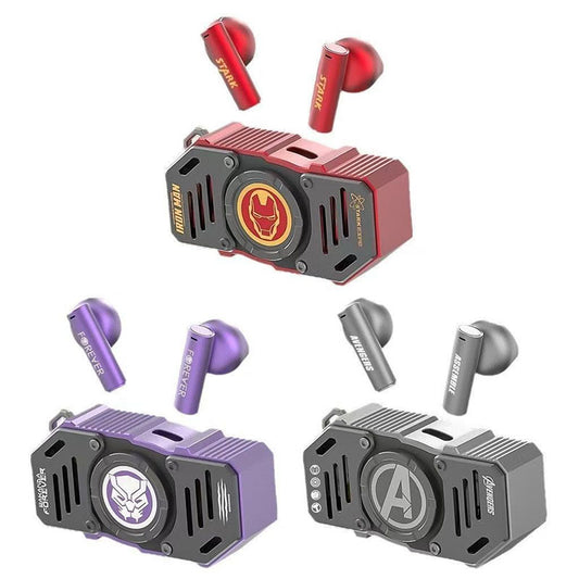 Marvel Avengers Iron Man Wireless Bluetooth Earbuds, Fidget Spinner Charging Case with Lanyard, Bluetooth 5.3 HIFI Stereo TWS Earphones Full Multi‑Color Styles Collection