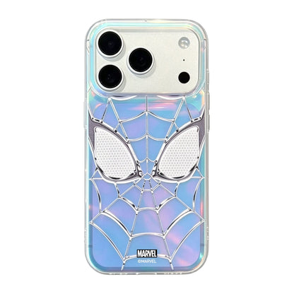 Marvel Spider-Man Holographic Iridescent Spider Web Phone Case, TPU+PC Shockproof Slim Cover Color Shift Blue Purple Gradient Design Precise Camera Cutout Protective Shell