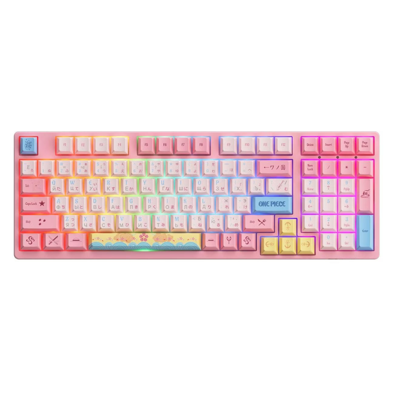One Piece Chopper Pink Mechanical Keyboard, 108-Key RGB Backlit Gaming Keyboard