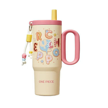 ONE PIECE Tony Tony Chopper Tumbler | Macaron Donut Design Cup with Handle & Straw