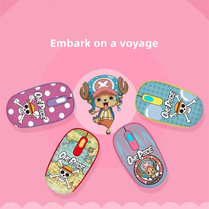 One Piece Chopper Luffy 2.4G Wireless Mouse, Cute Anime 1200 DPI Optical Computer Mouse for Laptop PC