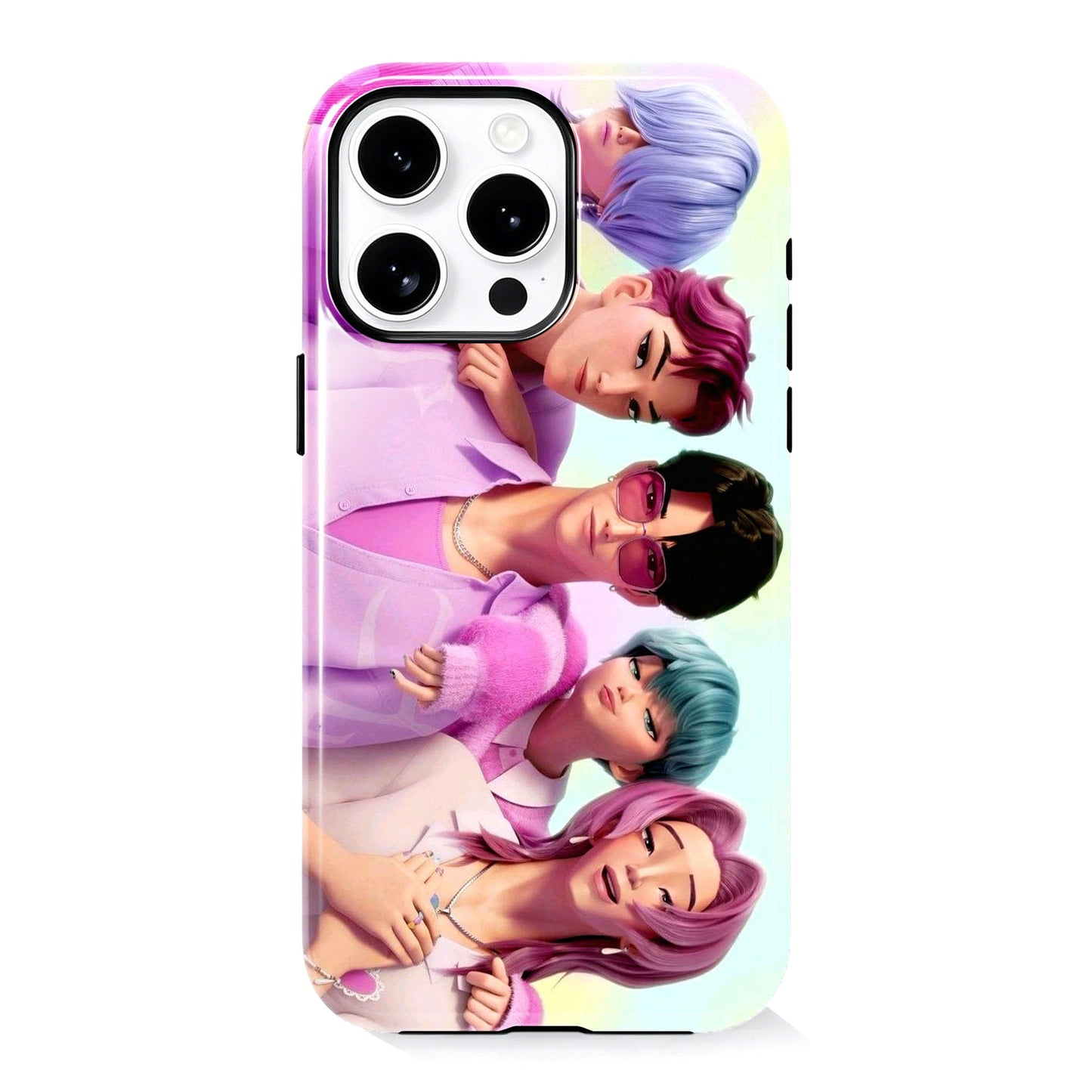 Kpop Demon Hunters Group Anime iPhone Case, Glossy Film Hard Protective Phone Cover