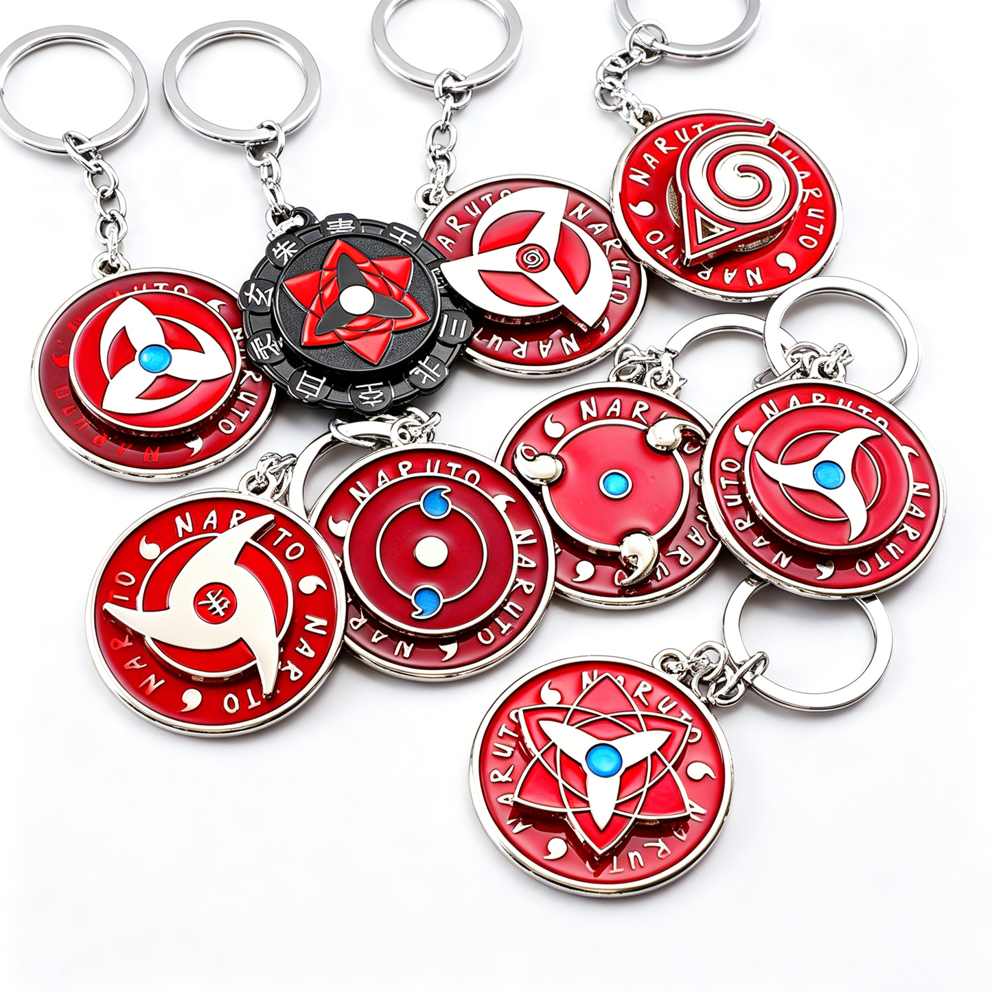 Naruto Sharingan Rotatable Keychain - Uchiha Anime Spinning Fidget Toy
