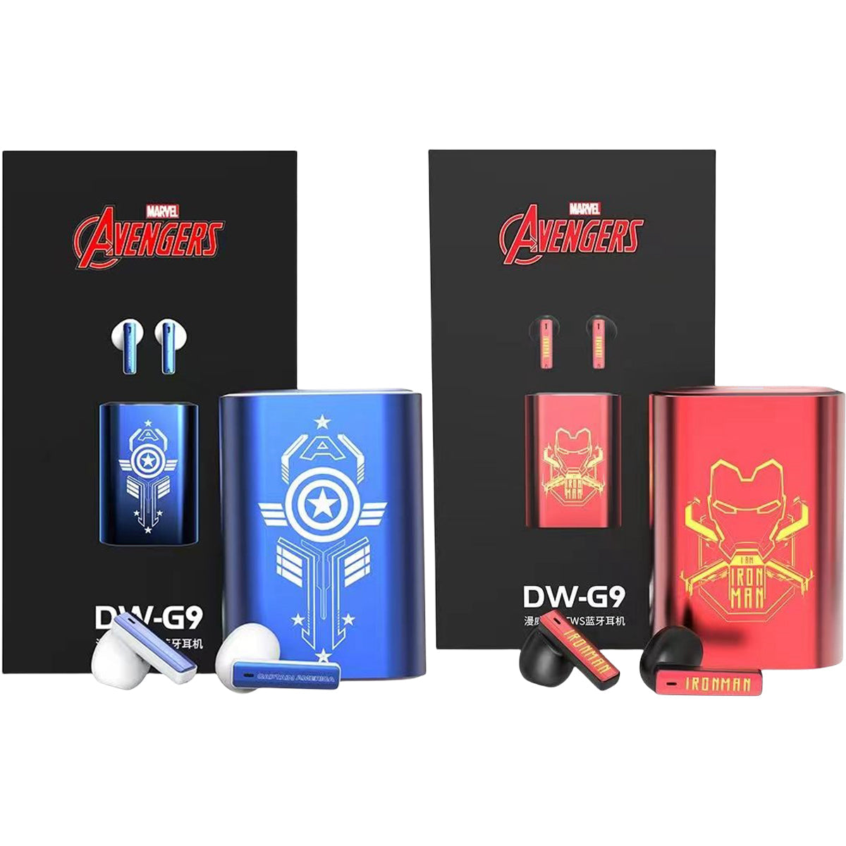 Marvel Iron Man Captain America Wireless Earbuds, Avengers Mechanical Elevator Bluetooth 5.3 Gaming Headphones