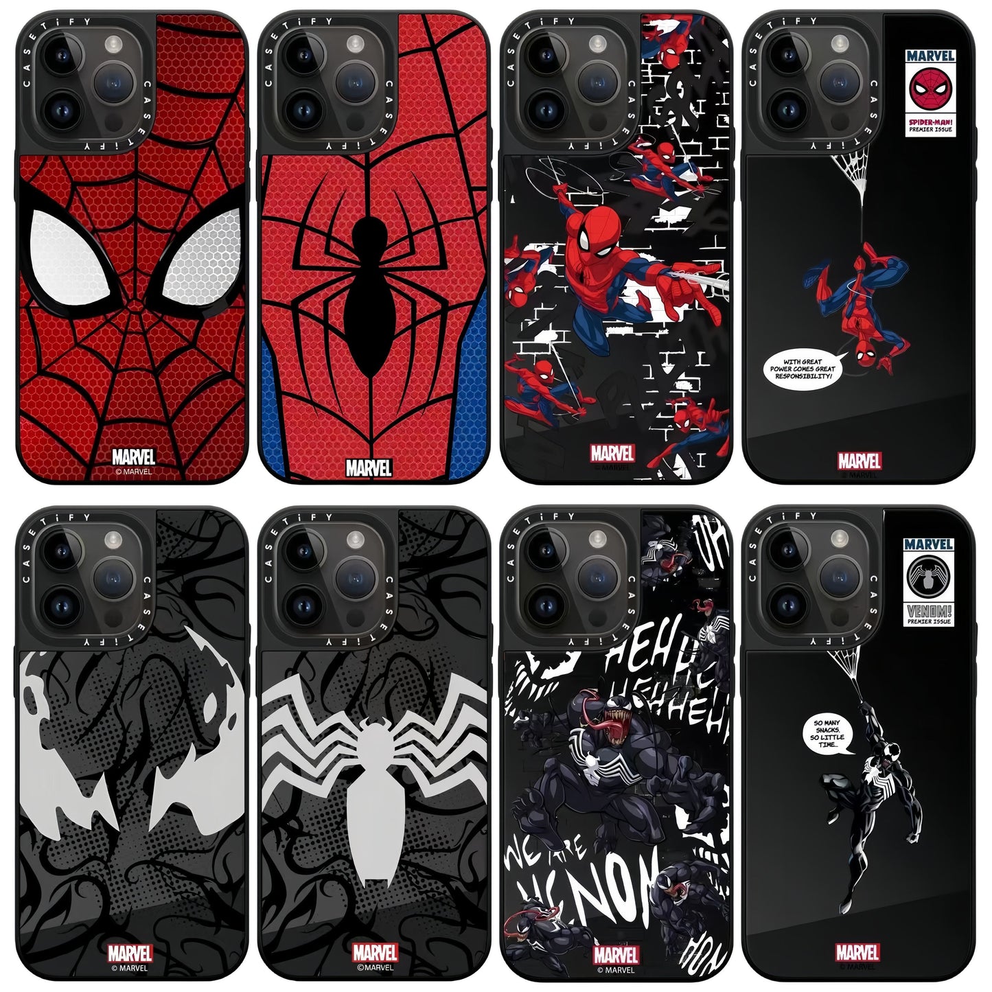 Marvel Spider-Man Venom Phone Case for iPhone, Mirror Shockproof Protective Cover All Styles Collection