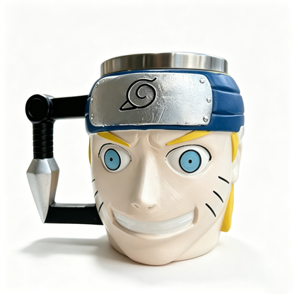 Naruto Shippuden Character 3D Sculpted Mug, Stainless Steel Lined Anime Coffee Cup, Collectible Anime Drinkware for Fan