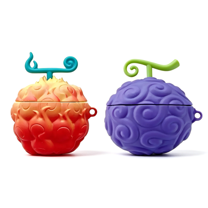 One Piece Luffy Ace Devil Fruit AirPods Case, 3D Silicone Earbuds Protective Cover with Keychain
