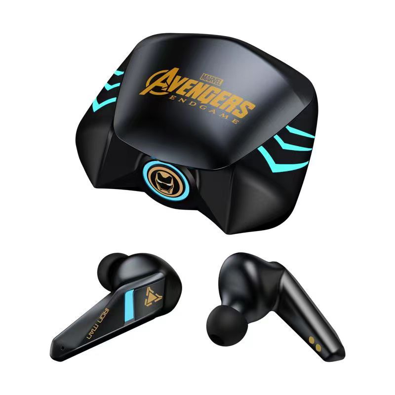 Marvel Avengers Iron Man Captain America Spider-Man TWS Wireless Gaming Earbuds Low Latency Bluetooth 5.0 Noise Reduction HIFI Stereo In Ear Headphones With LED Light Touch Control For Mobile Gaming