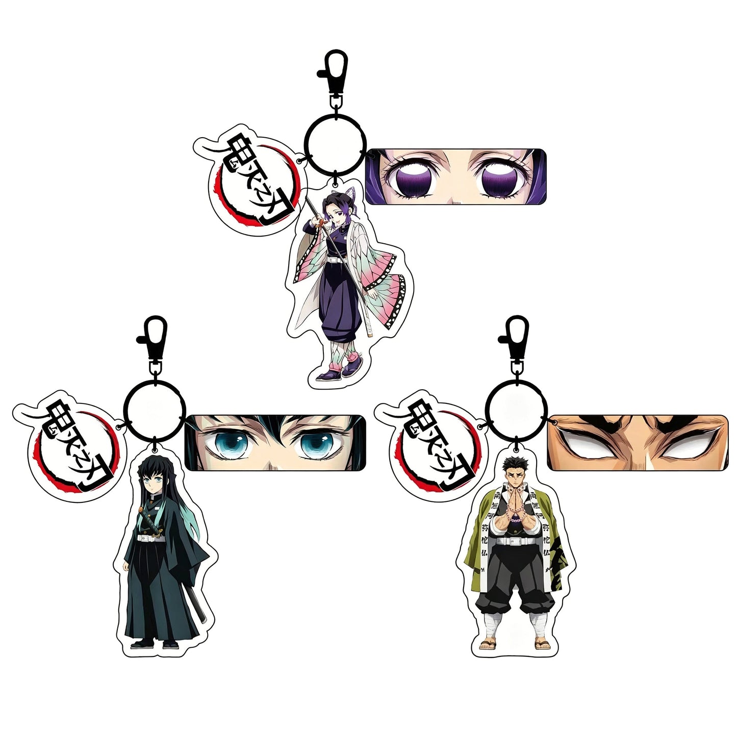 Demon Slayer Reflective Eye Acrylic Keychain Set, 3PCS Anime Bag Charm Accessories