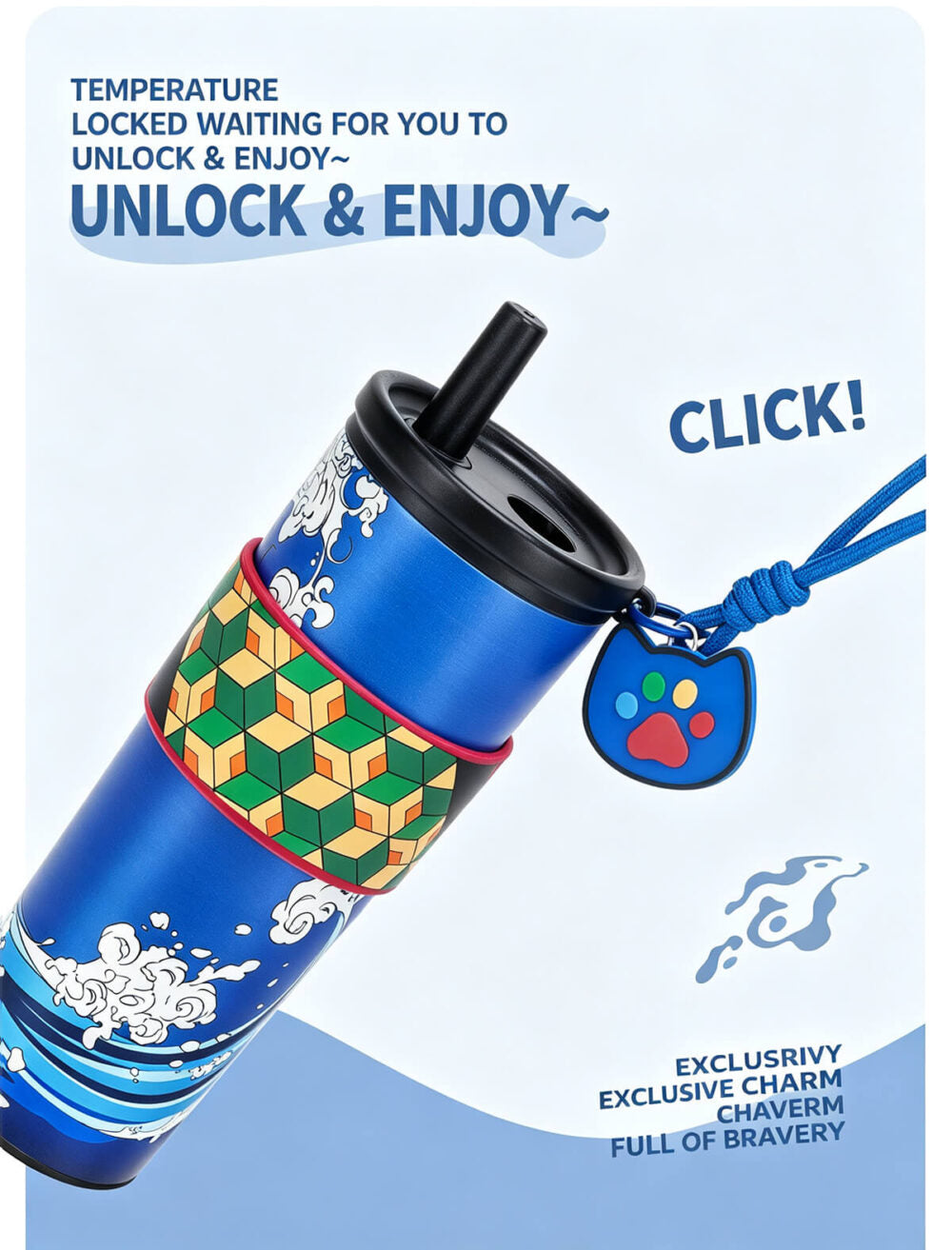 Demon Slayer Tanjiro Nezuko All Designs 710ml Insulated Tumbler 316 Stainless Steel Double Wall Coffee Cup Dual Drinking Lid With Straw Charm Leakproof Travel Water Bottle