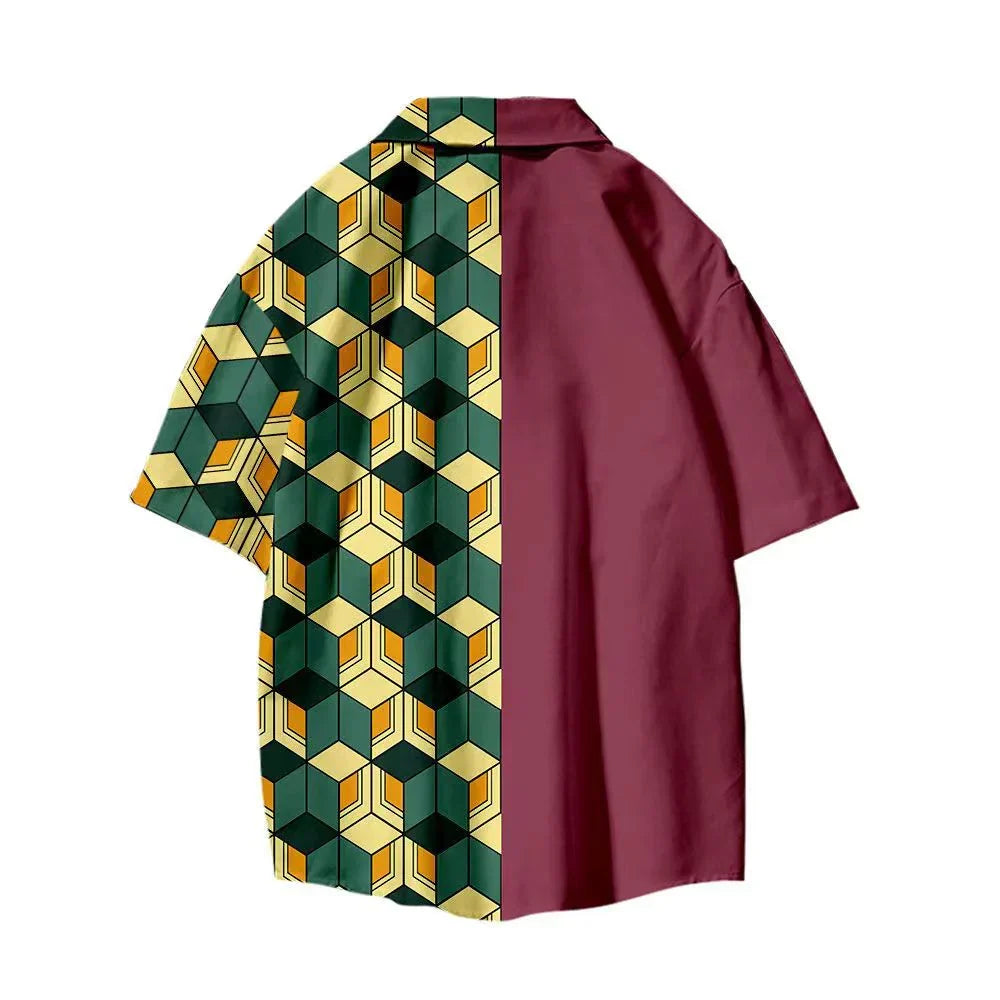 Tanjirou/Nezuko Shirt Summer new loose shirt COS printed shirt Youth casual trend all-matching shirt