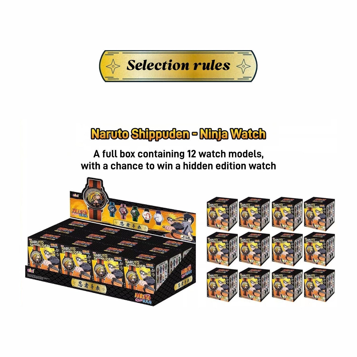 Naruto Uzumaki Sasuke Uchiha Anime Watch Blind Box, Naruto Shippuden Collectible Waterproof Quartz Watch