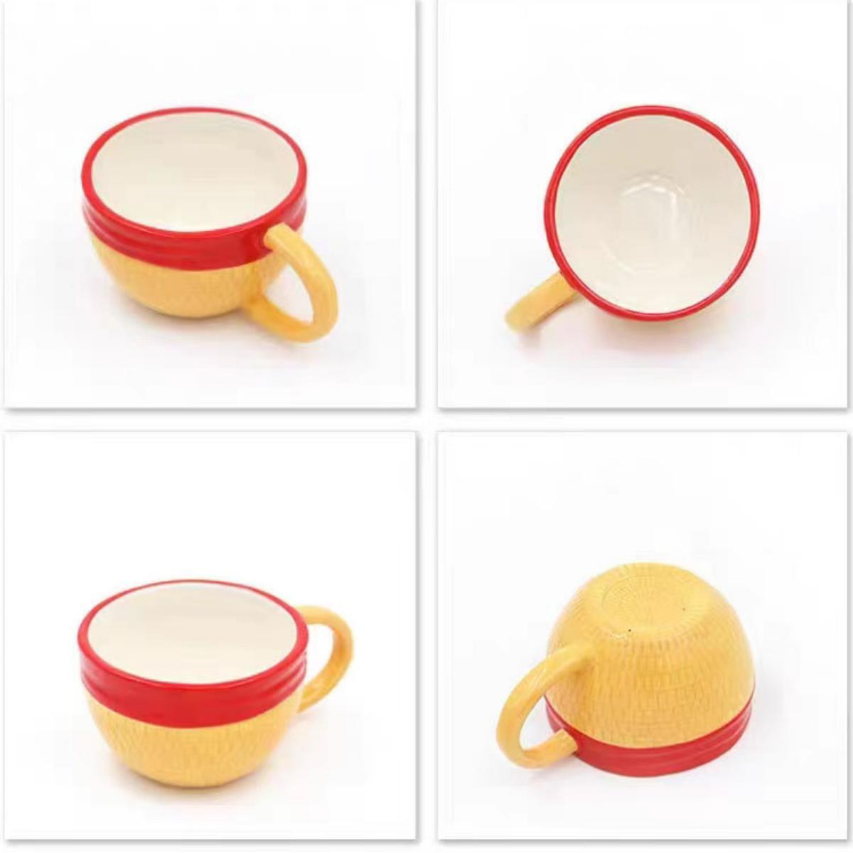 One Piece Monkey D. Luffy Portgas D. Ace Sabo Tony Tony Chopper 3D Hat‑Shaped Ceramic Mug With Saucer, Anime Relief Coffee Tea Cup Collectible Drinkware For Fans
