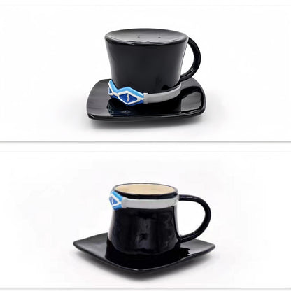One Piece Monkey D. Luffy Portgas D. Ace Sabo Tony Tony Chopper 3D Hat‑Shaped Ceramic Mug With Saucer, Anime Relief Coffee Tea Cup Collectible Drinkware For Fans