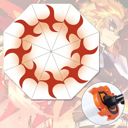 Demon Slayer Tanjiro Zenitsu Shinobu Katana Sword Handle Umbrella, Anime Pattern Windproof Straight Rain Sun Umbrella