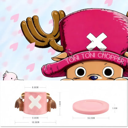 One Piece Monkey D. Luffy Portgas D. Ace Sabo Tony Tony Chopper 3D Hat‑Shaped Ceramic Mug With Saucer, Anime Relief Coffee Tea Cup Collectible Drinkware For Fans
