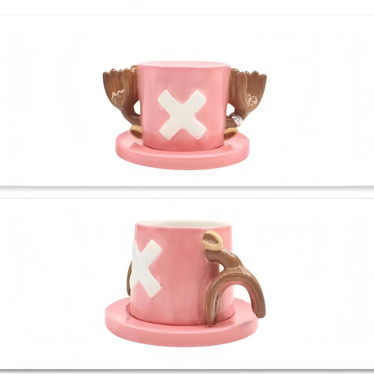 One Piece Monkey D. Luffy Portgas D. Ace Sabo Tony Tony Chopper 3D Hat‑Shaped Ceramic Mug With Saucer, Anime Relief Coffee Tea Cup Collectible Drinkware For Fans