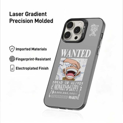 One Piece Monkey D Luffy Gear 5 Wanted Poster Phone Case, Laser Gradient Shockproof iPhone Case