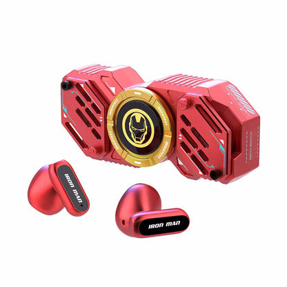 Marvel Iron Man Captain America Fidget Spinner TWS Bluetooth 5.4 Earbuds, Zinc Alloy Mecha Magnetic Flip Wireless Earphones