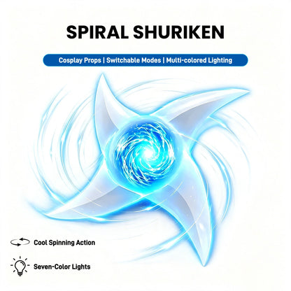 Naruto Rasengan Spiral Shuriken LED Light Up Cosplay Prop, 1:1 Replica Rotatable RGB Color Changing Glowing Ninja Shuriken Toy, Anime Cosplay Accessory Collectible Gift For Fans