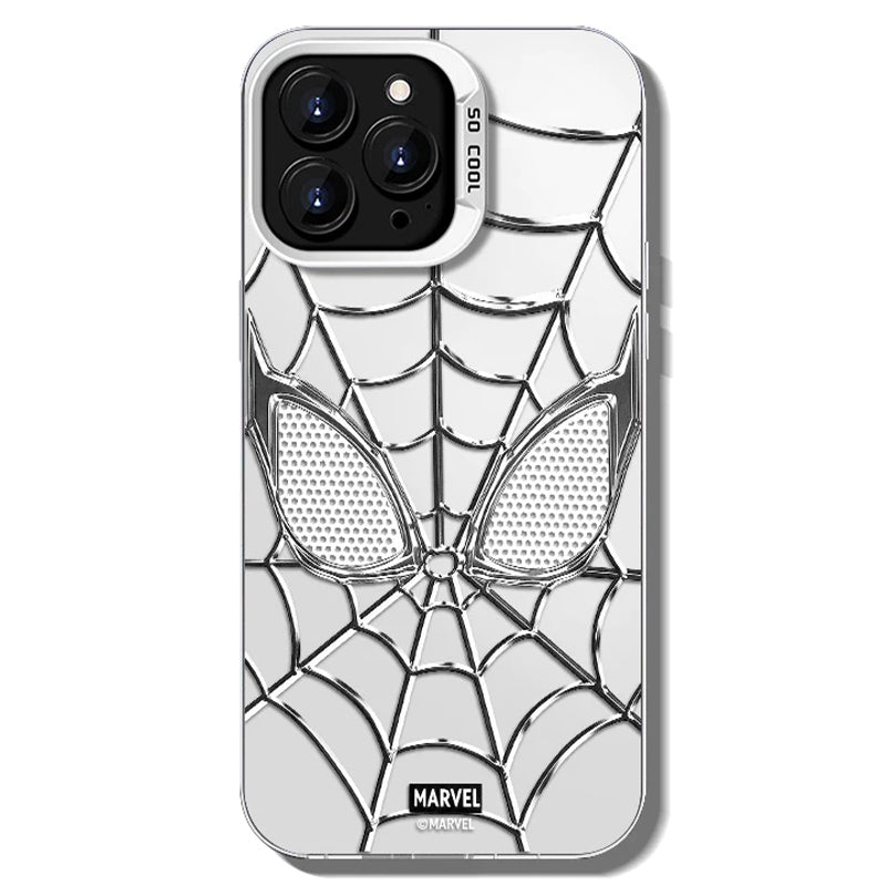 Marvel Spider-Man 3D Electroplated Spider Web Phone Case, Anti-Fingerprint Mirror Finish Protective Cover Precise Camera Cutout Shockproof Cell Phone Case for iPhone