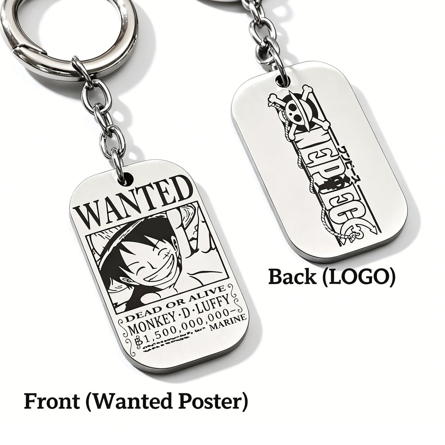 ONE PIECE Luffy Wanted Keychain with Mini Knife | Anime Bounty Tag Gift Set
