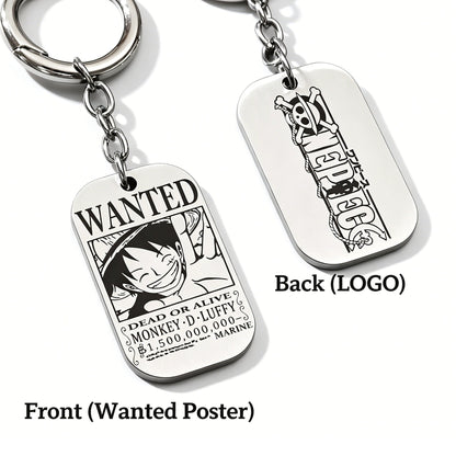 ONE PIECE Luffy Wanted Keychain with Mini Knife | Anime Bounty Tag Gift Set