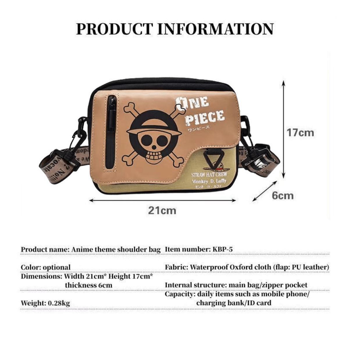 One Piece Monkey D. Luffy Skull Crossbody Bag, Anime Straw Hat Pirate Sling Bag