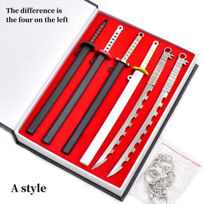 Demon Slayer Tanjiro Kamado Collectible Keychain Set, Anime Metal Pendants and Sword Replicas