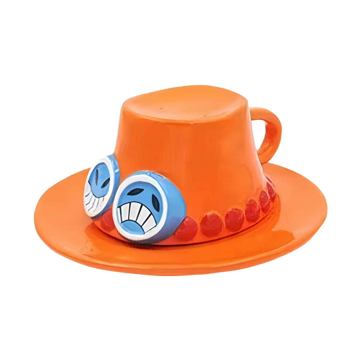 One Piece Monkey D. Luffy Portgas D. Ace Sabo Tony Tony Chopper 3D Hat‑Shaped Ceramic Mug With Saucer, Anime Relief Coffee Tea Cup Collectible Drinkware For Fans