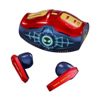 Marvel Spider-Man Iron Man Wireless Earbuds, Marvel TWS Bluetooth Headphones with LED Charging Case
