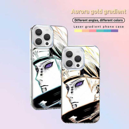 Naruto Pain Yahiko Anime Phone Case, Laser Gradient Shockproof Protective Cover for iPhone