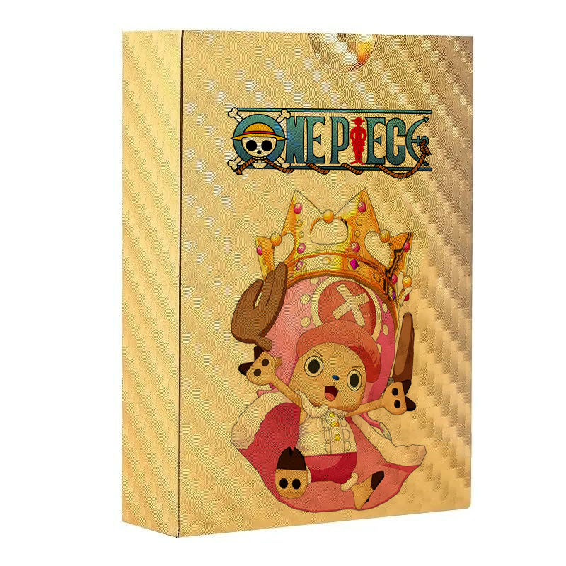 One Piece Monkey D Luffy Roronoa Zoro Gold Foil Collectible Trading Cards Box Set, Anime Character Waterproof Gold Plated TCG Game Cards