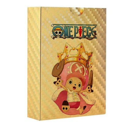 One Piece Monkey D Luffy Roronoa Zoro Gold Foil Collectible Trading Cards Box Set, Anime Character Waterproof Gold Plated TCG Game Cards