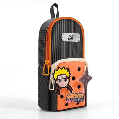 Naruto Anime Pencil Case with DIY Crocs Charms - Large Capacity Stationery Bag