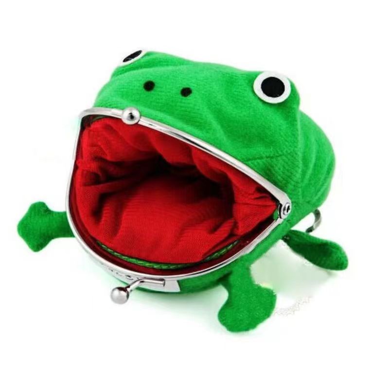Naruto Frog Coin Purse, Anime Green Frog Plush Kiss‑Lock Mini Wallet