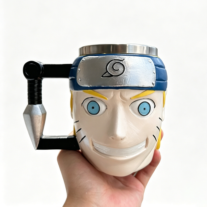 Naruto Shippuden Character 3D Sculpted Mug, Stainless Steel Lined Anime Coffee Cup, Collectible Anime Drinkware for Fan