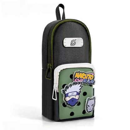 Naruto Anime Pencil Case with DIY Crocs Charms - Large Capacity Stationery Bag