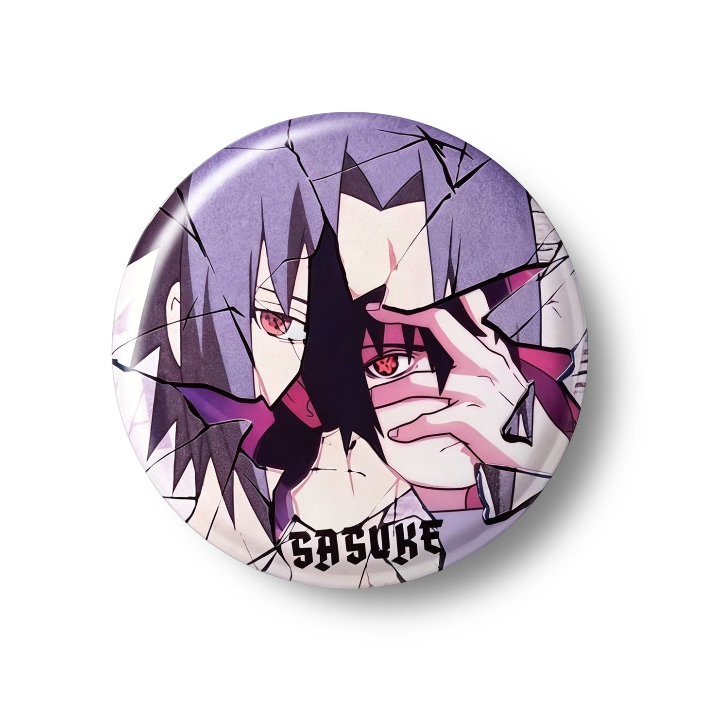 Naruto Uzumaki Sasuke Uchiha Cracked Anime Button Pins, 58mm Character Metal Brooch Badges for Backpack Clothing