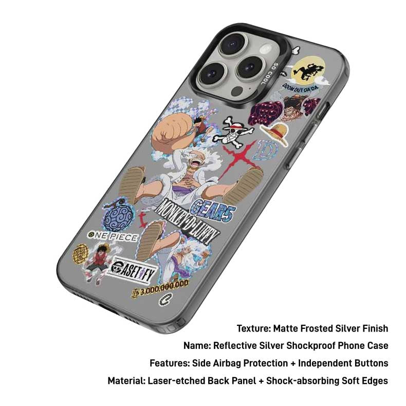 One Piece Monkey D Luffy Gear 5 Wanted Poster Phone Case, Laser Gradient Shockproof iPhone Case