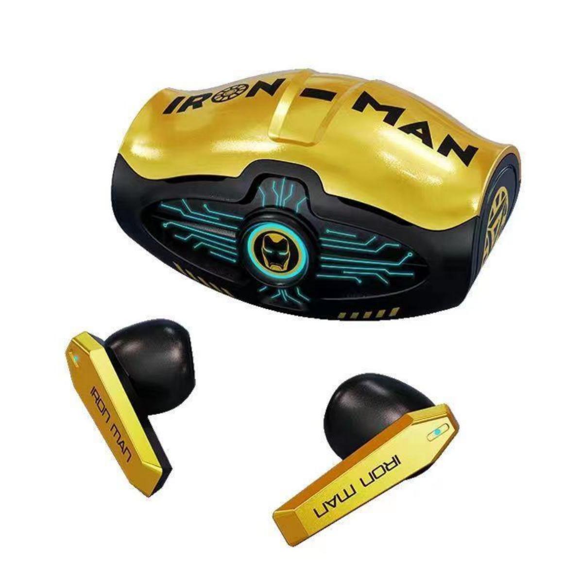 Marvel Spider-Man Iron Man Wireless Earbuds, Marvel TWS Bluetooth Headphones with LED Charging Case