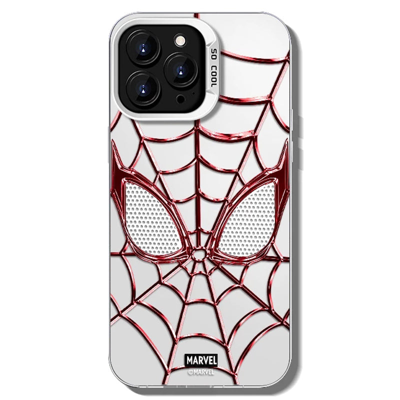 Marvel Spider-Man 3D Electroplated Spider Web Phone Case, Anti-Fingerprint Mirror Finish Protective Cover Precise Camera Cutout Shockproof Cell Phone Case for iPhone