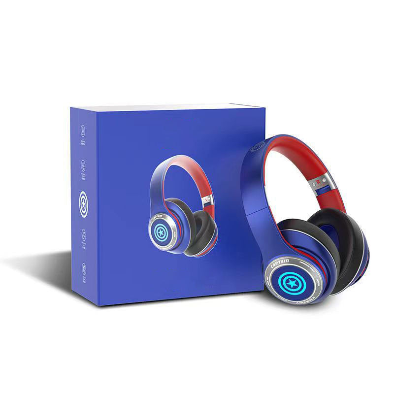 Marvel Iron Man Captain America Gaming Headphones, Bluetooth 5.3 Over-Ear Headset with RGB Light